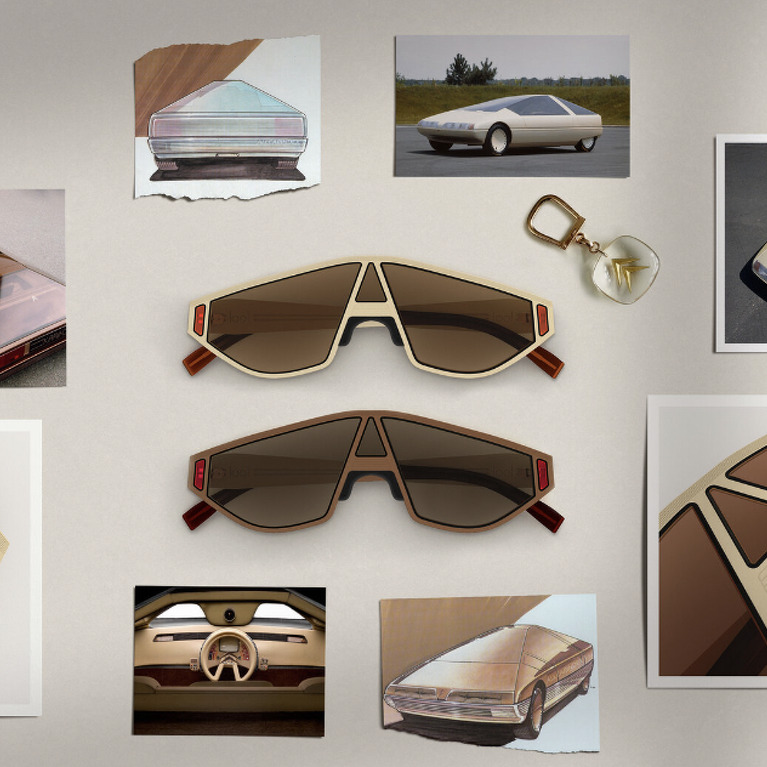 A conceptual design of glasses honoring the visionary concept Citroen Karin.